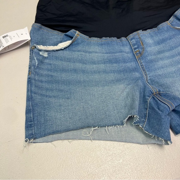 Isabel Maternity Super Stretch Blue Denim Midi Short Size 16 - Picture 2 of 9